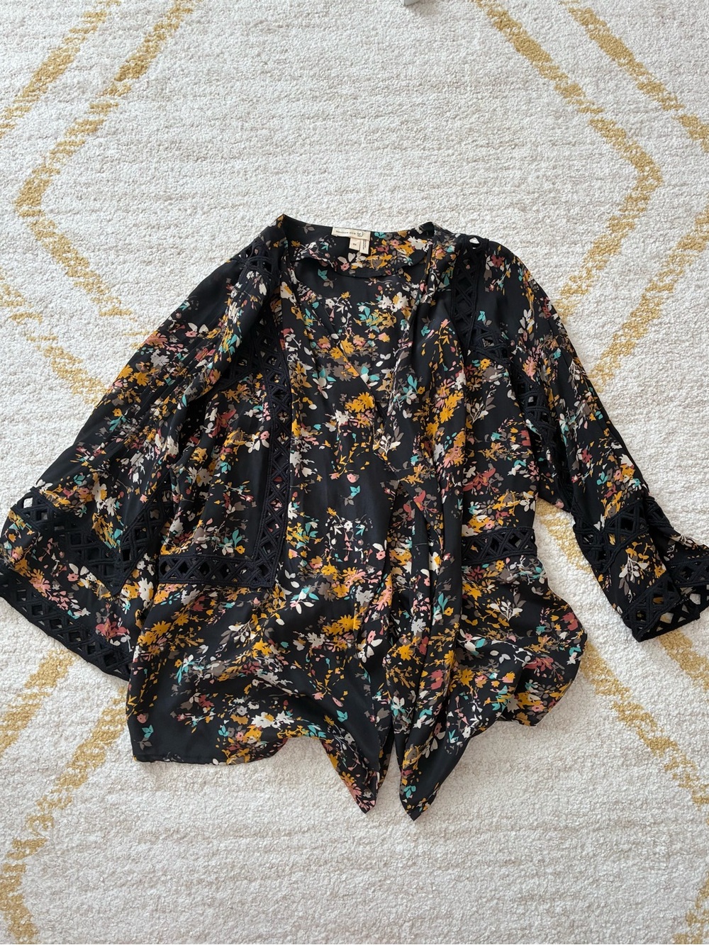 Anthropologie Floral Kimono Top